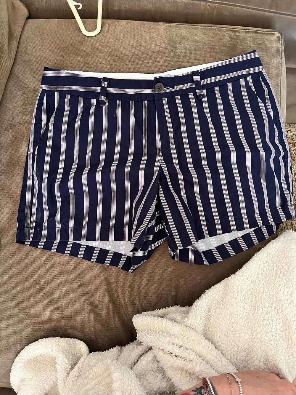 Striped Navy and White Women's Shorts